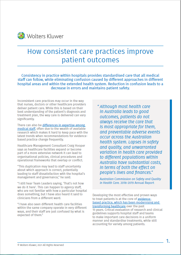 Consistent care practices article