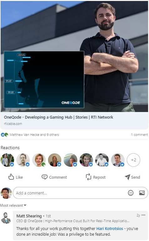 LinkedIn post of OneQode story